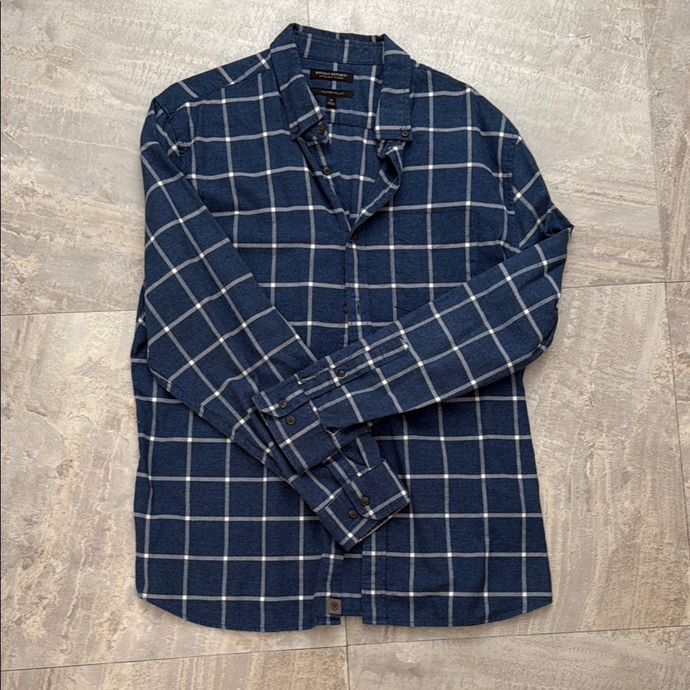 Banana Republic Blue Checkered Flannel Shirt